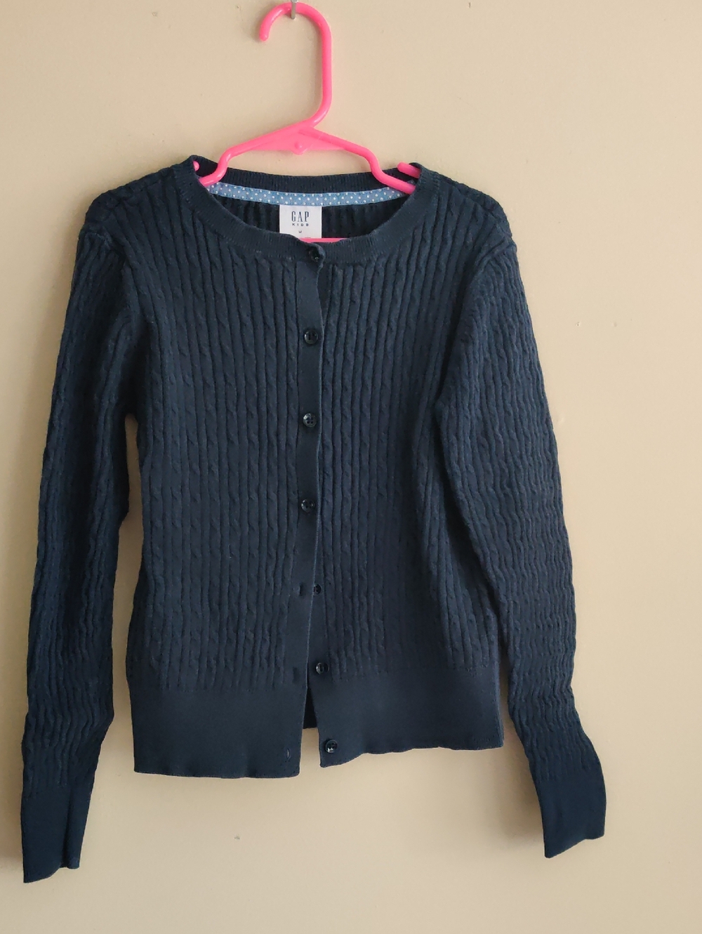 GAP Kids Navy Cable Knit Button-Up Cardigan Size M
